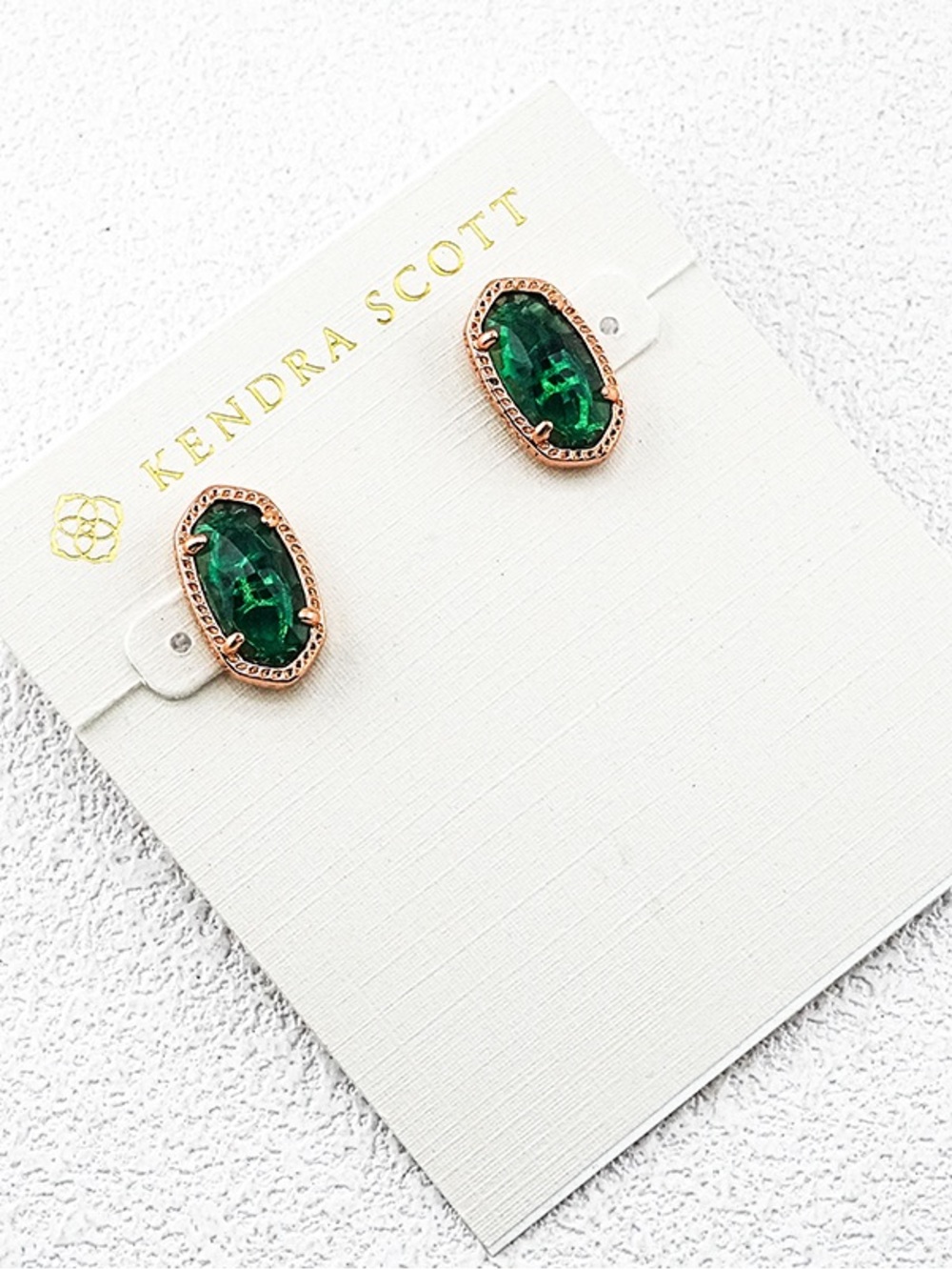 Kendra Scott Green Elisa Stud Earrings - Rose Gold